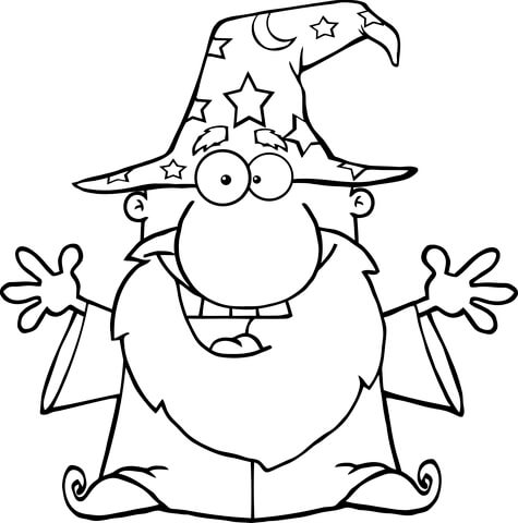 Friendly Wizard With Open Arms Coloring Page